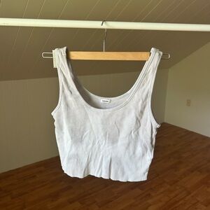 Garage White Ribbed Tank Top